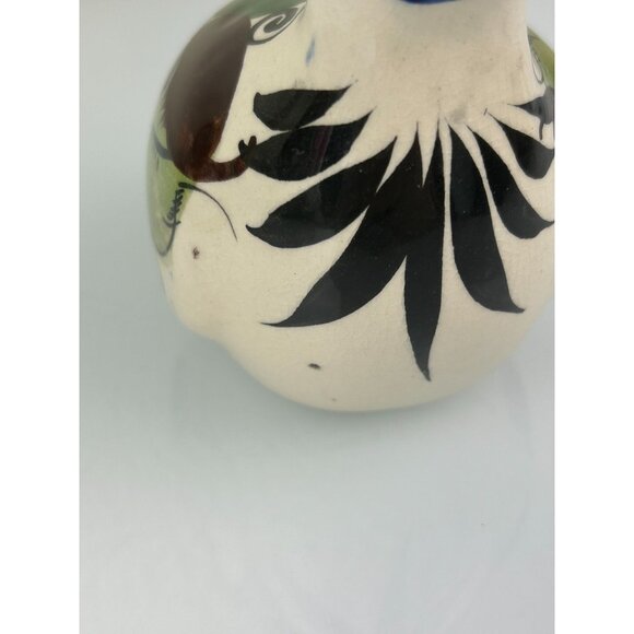 Tonala Made in Mexico Ceramic Bird Figure Hand Painted Blue Green Brown READ - Picture 7 of 13